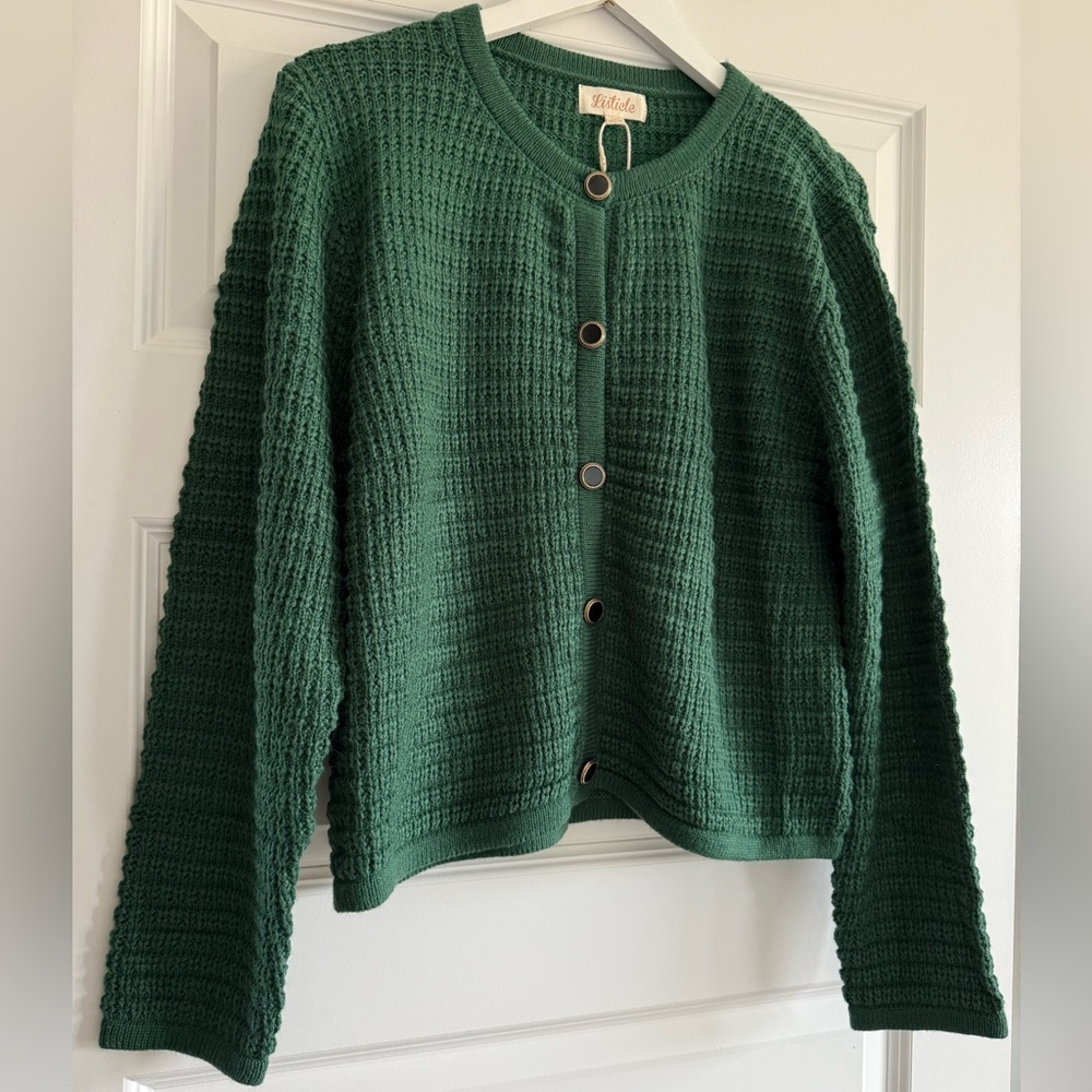 Listicle Dark Green Vintage Style Knit Cardigan Sweater NWT - Picture 5 of 12